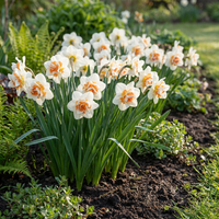 20x Narcissus Replete - Dubbele narcis Replete - Wit en Oranje - Voorjaarsbloeier - Bolmaat 10/12