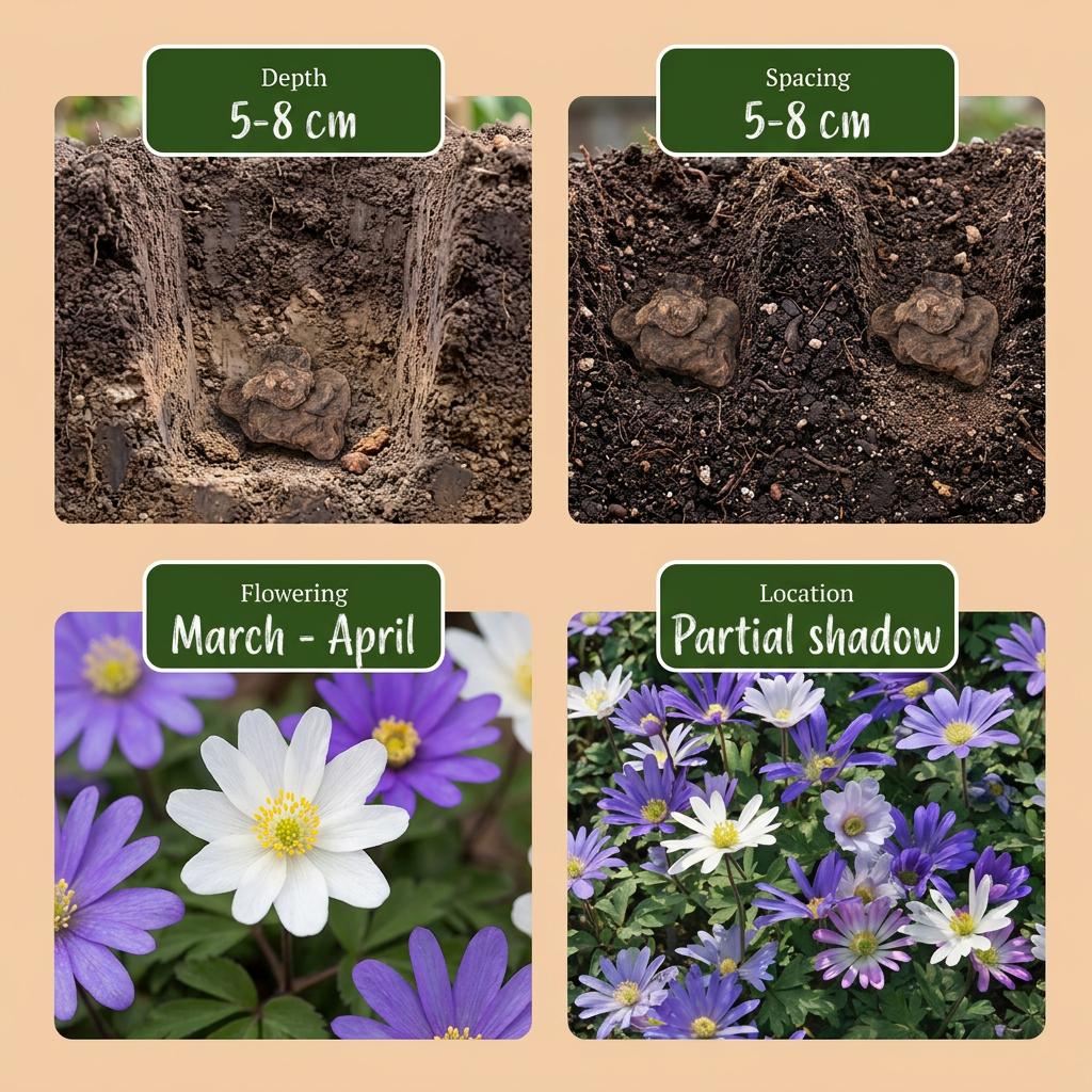 50x Anemone Blanda mix - Griekse anemoon mix - Diversen - Verwilderingsbol - Bolmaat 4/5