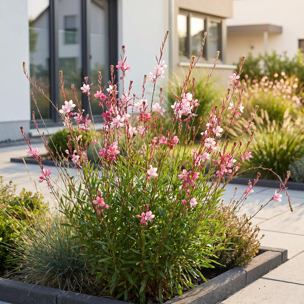 Green boutiQ - Stauden - Gaura lindh. Florgauros - Prachtkerze - Bienen- und Schmetterlingsmagnet - Rosa - 1 Pflanze - Topf 11cm - Höhe 15-25cm