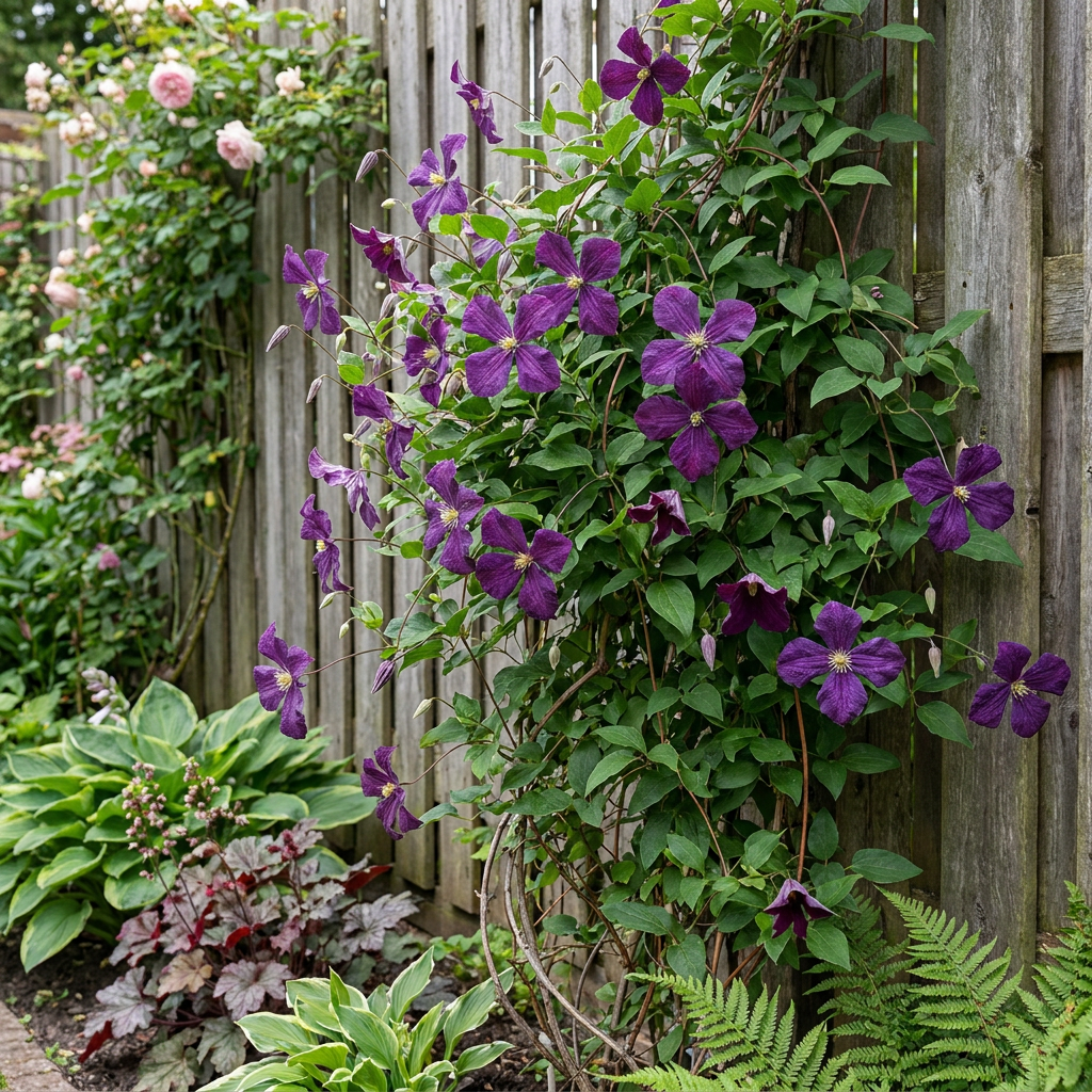 Clematis Viticella Polish Spirit - Bosrank - Paars - Klimplant - Ø9cm - ↕35cm