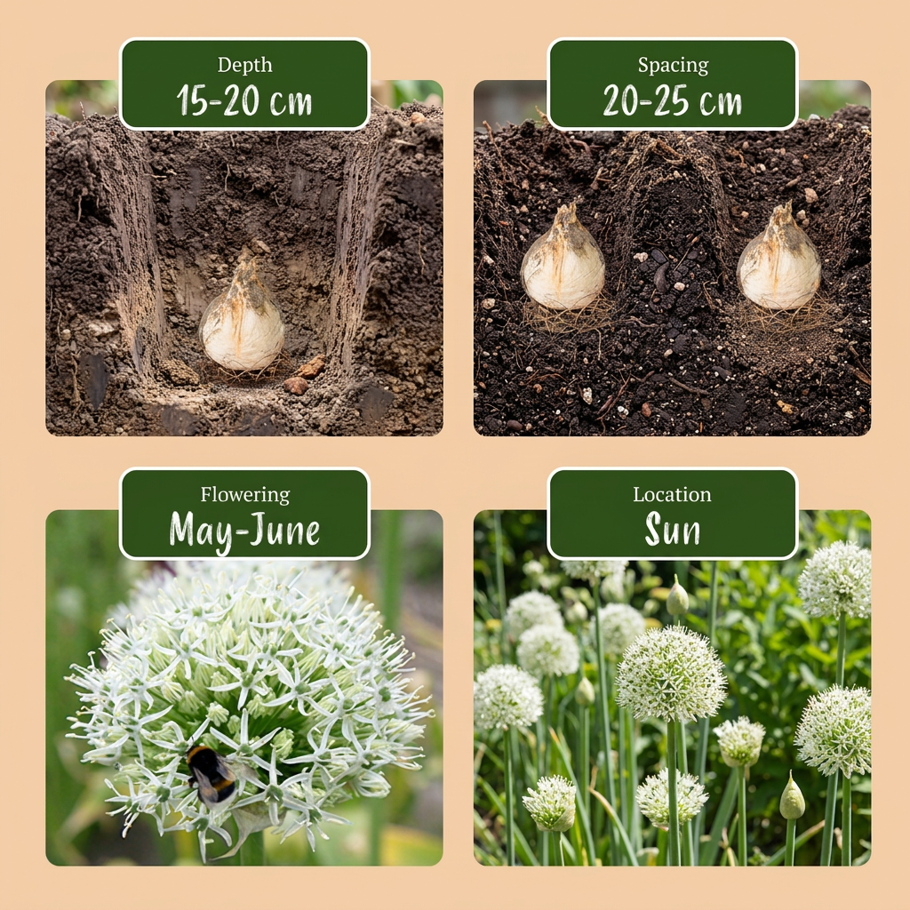 6x Allium Mount Everest - Sierui - Wit - Zomerbloeier - Bolmaat 16/18