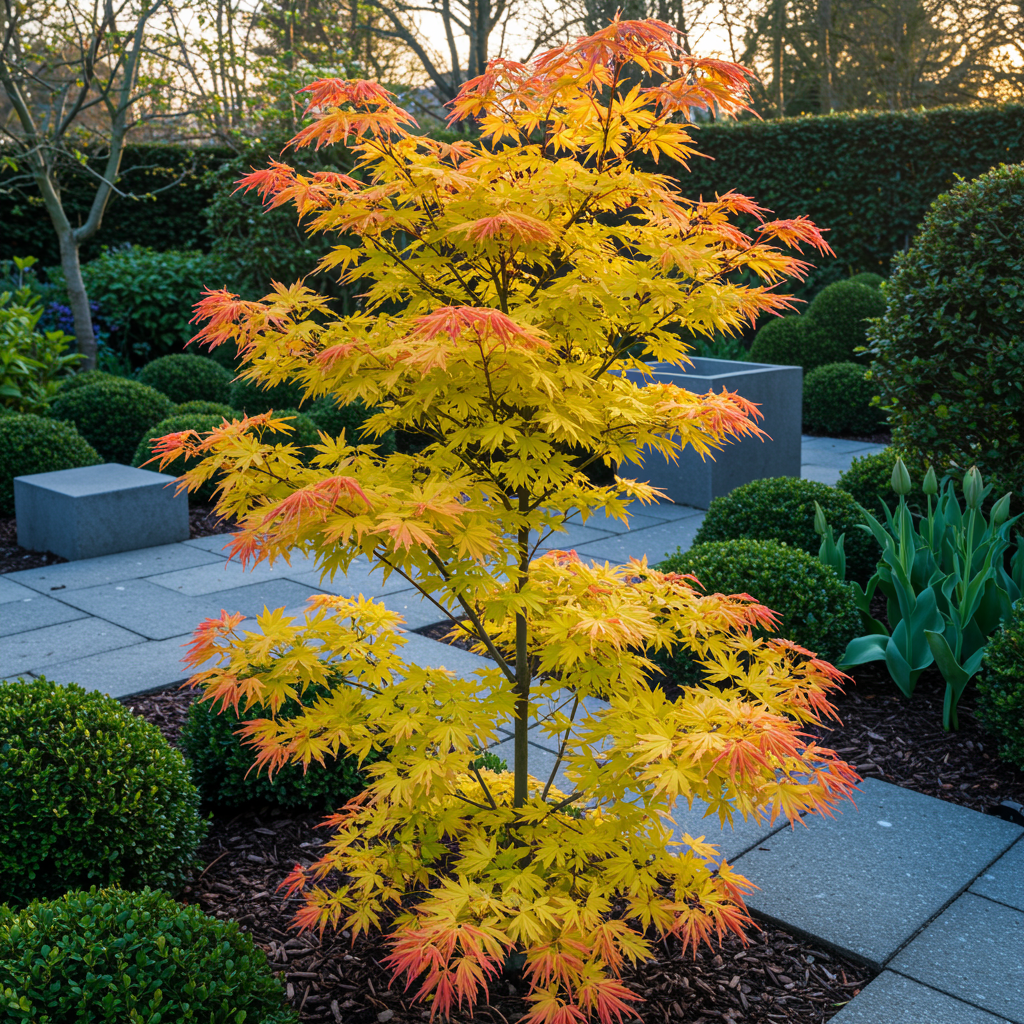 Green boutiQ - Plante de terrasse - Érable du Japon - Acer palmatum Orange Dream - Orange - 2 plantes - Caduc - Pot 19 cm Hauteur 70 cm