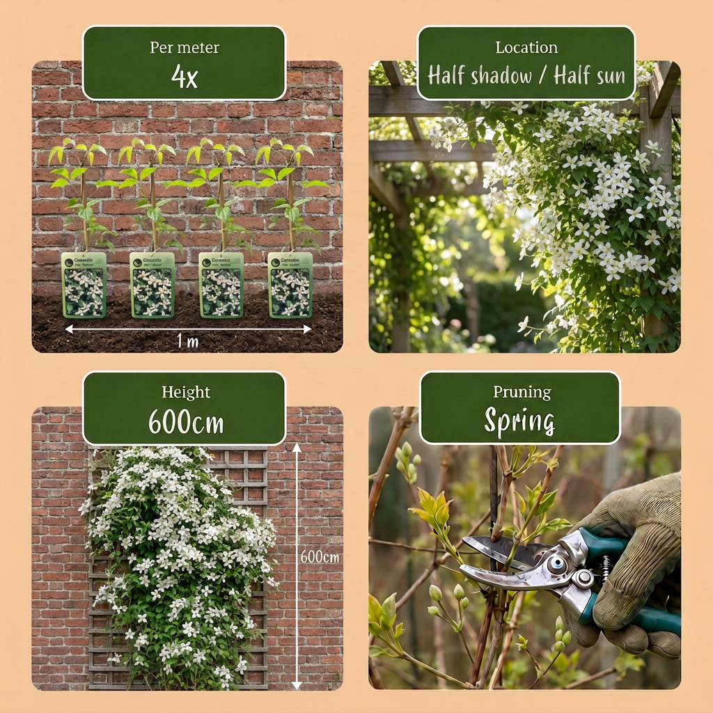 Clematis mont. 'Wilsonii' - Wilson's mountain clematis - White - Climber - Ø9cm - ↕35cm