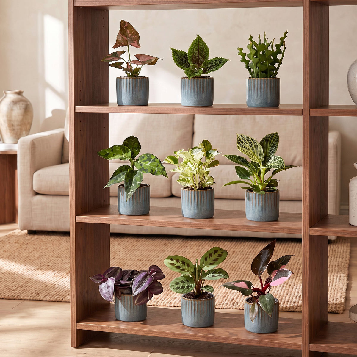 9x Baby Plants Surprise Box - Baby Plants Surprise Box - Various colours - Tropical - incl. Linnea Misty Blue - Ø6cm - ↕5-15cm
