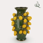 Vase pierre M - H38 L24 - Vert-Citron