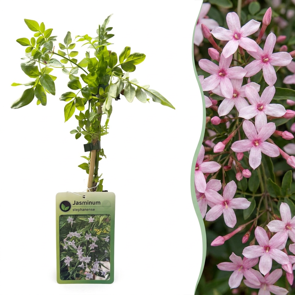 6x Jasminum stephanense - Stephan's jasmine - Pink - Climber - Ø9cm - ↕35cm