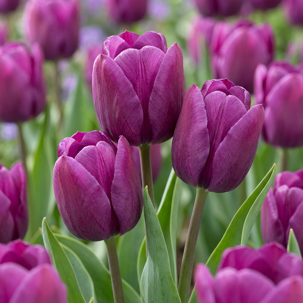120x Tulipa Triumph Purple - Triomftulp - Paars - Voorjaarsbloeier - Bolmaat 11/12