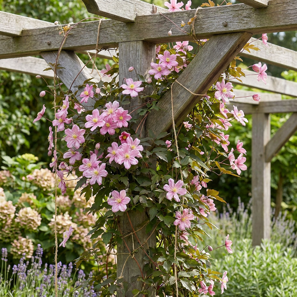 2x Clematis mont. 'Marjorie' - Mountain clematis 'Marjorie' - Pink - Climber - Ø9cm - ↕35cm