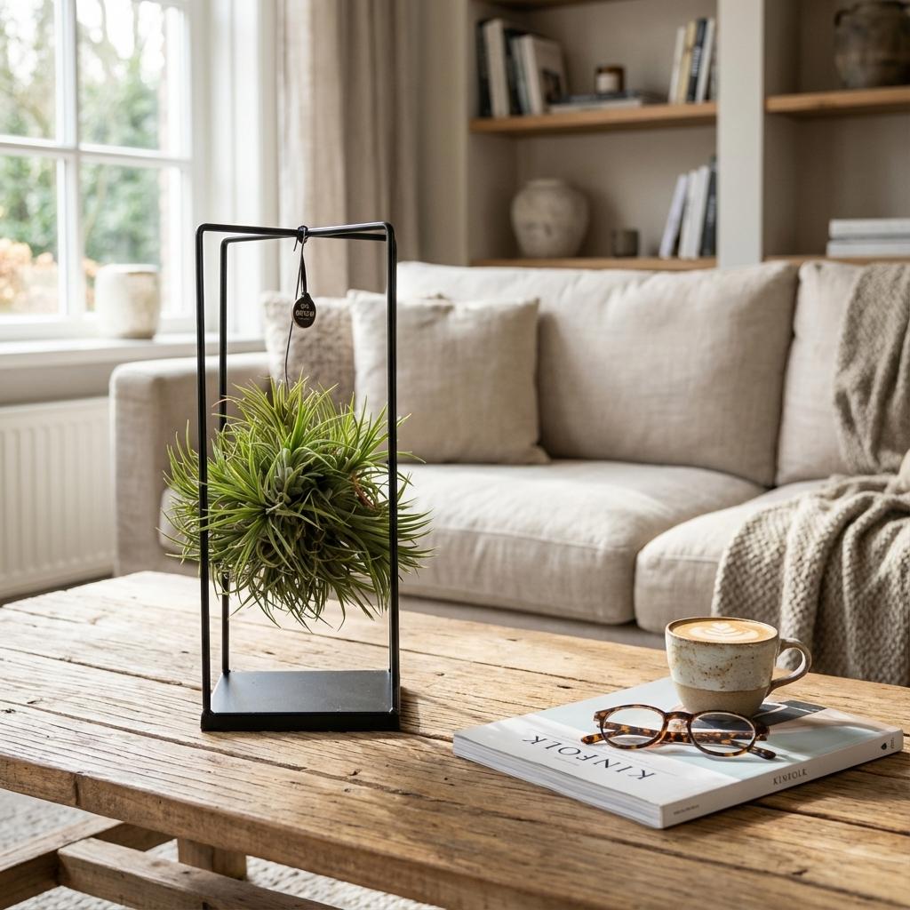 Tillandsia plante aérienne en décoration - Ø 14 cm - Hauteur : 37 cm