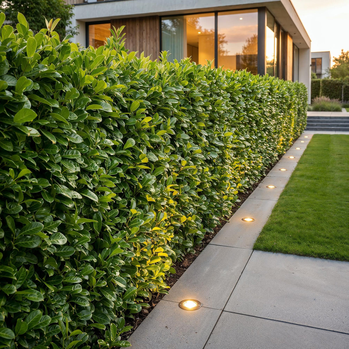 Green boutiQ - 24x Prunus laur. Novita - Laurierkers - Haagplanten - Groenblijvend - Groen - Pot 9cm - Hoogte 25-35cm