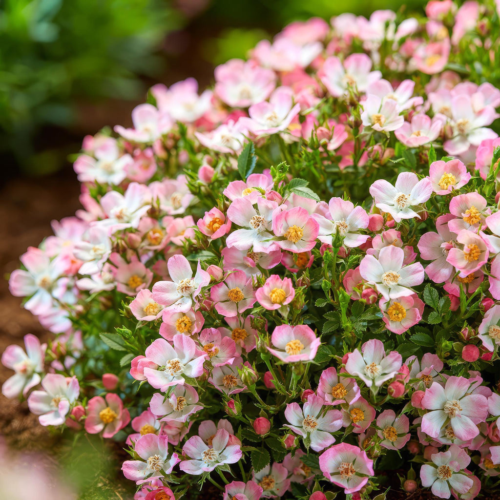 Green boutiQ - Rosier - Rosa Cutie Pie - Rose - Rustique - Rose - 3 Plantes - Pot 12cm - Hauteur 20-25cm