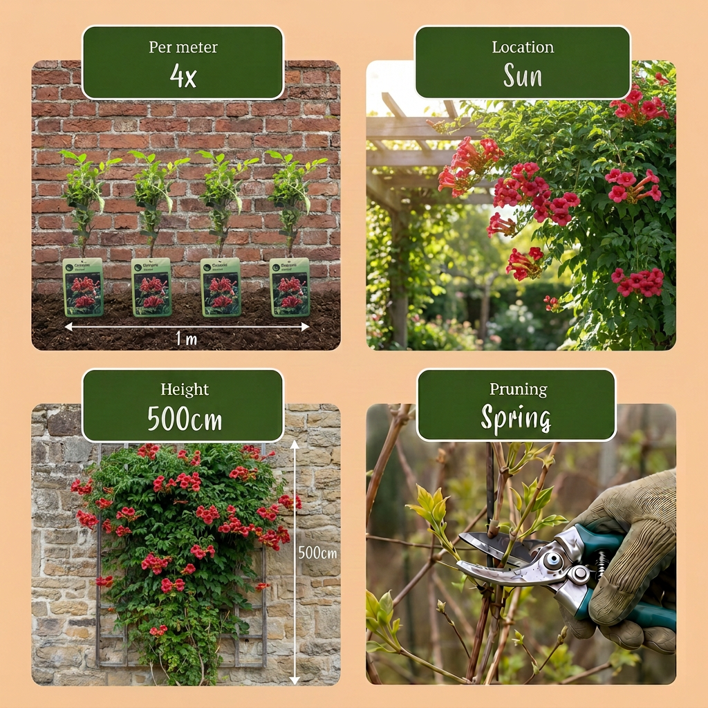6x Campsis radicans - Trumpet Vine - Orange - Red - Climber - Ø9cm - ↕35cm