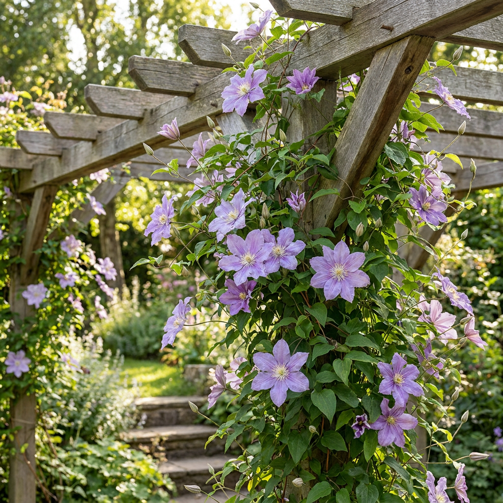 6x Clematis Justa - Bosrank - Licht Blauw - Klimplant - Ø9cm - ↕35cm