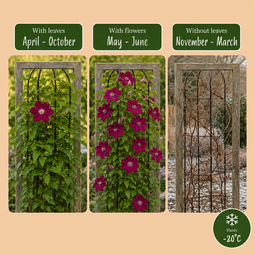 6x Clematis Rouge Cardinal - Bosrank Rode Kardinaal - Rood - Klimplant - Ø9cm - ↕35cm