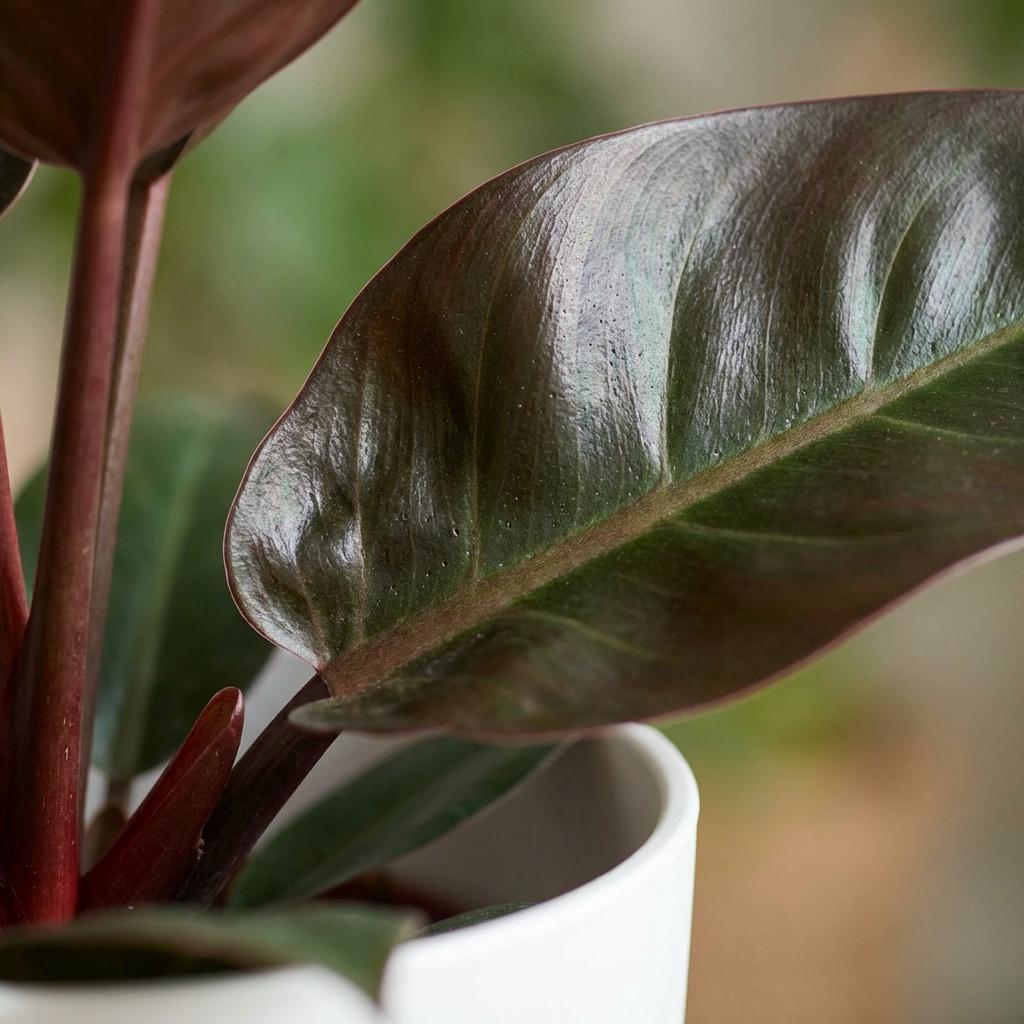 Green boutiQ - Plante d'intérieur - Philodendron - Philodendron Imperial Red - Rouge - Entretien facile - 1 plante - avec pot blanc - Pot 19 cm - Hauteur 60 cm