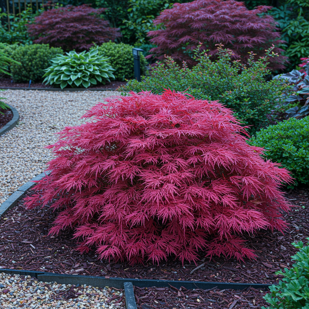 Green boutiQ - Plante de terrasse - Érable du Japon - Acer palmatum Pink Dwarf - Rose - 1 plante - Caduc - Pot 19cm Hauteur 70cm