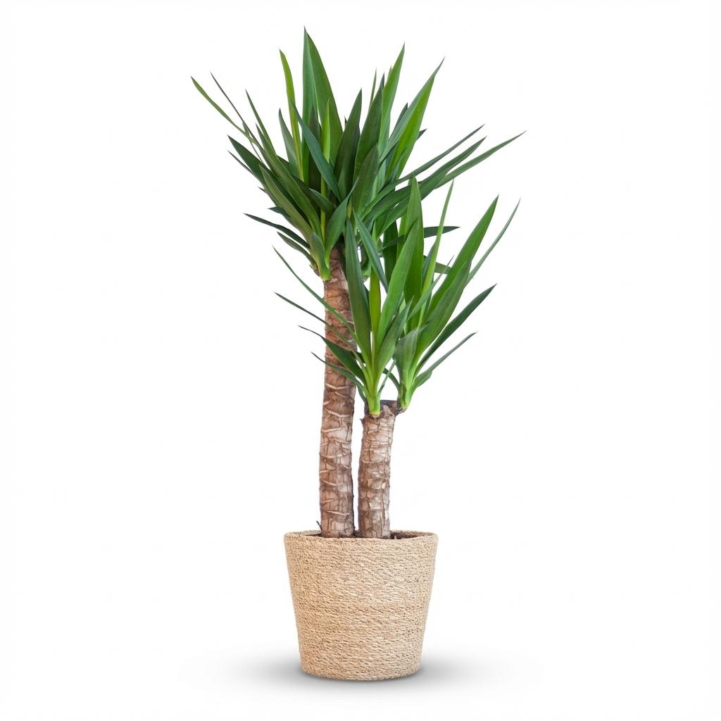 Green boutiQ - Plante d'intérieur - Yucca (Yucca éléphant) - Yucca Elephantipes - Vert - Entretien facile - 1 plante - avec panier - Pot 21cm - Hauteur 80 - 90cm