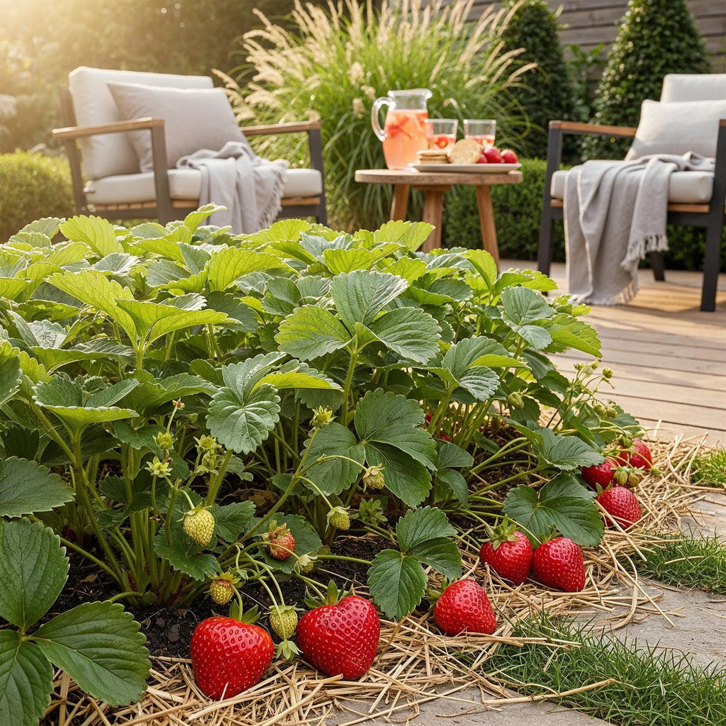 Green boutiQ - Plants fruitiers - Fraisier - Fragaria Elvira - Rustique - 3 plantes - Pot 9 cm - Fraise rouge