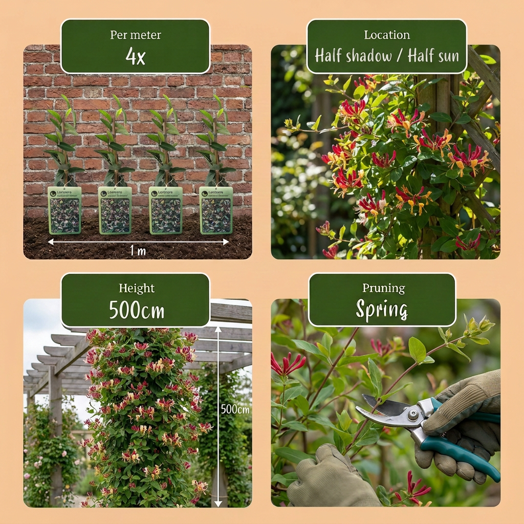 Lonicera jap. 'Red World' - Japanese honeysuckle - Red - Pink - Climber - Ø9cm - ↕35cm