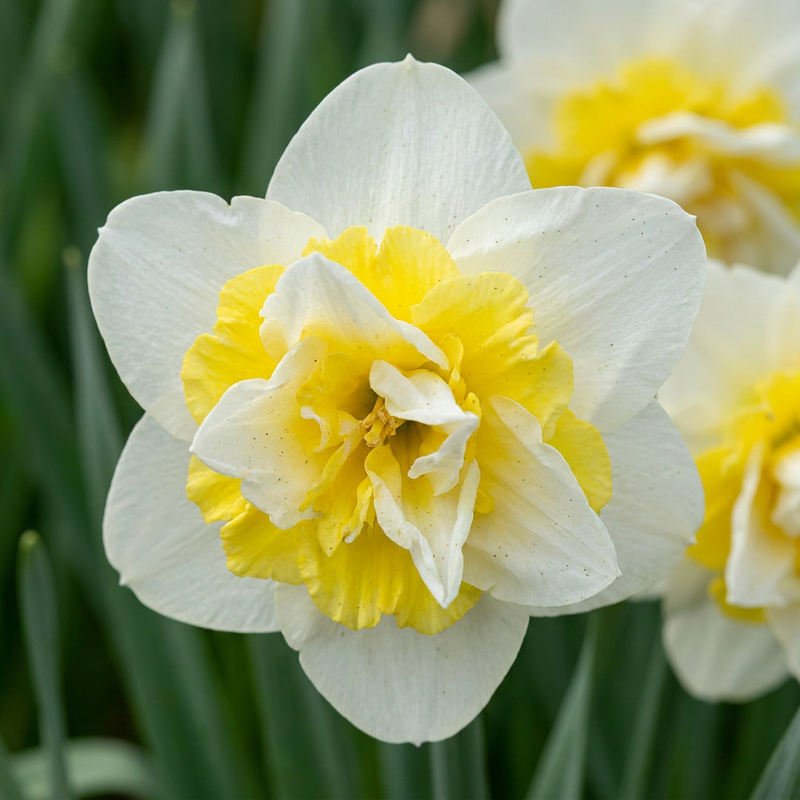 10x Narcissus Ice King - Dubbele narcis - Wit en Geel - Voorjaarsbloeier - Bolmaat 12/14