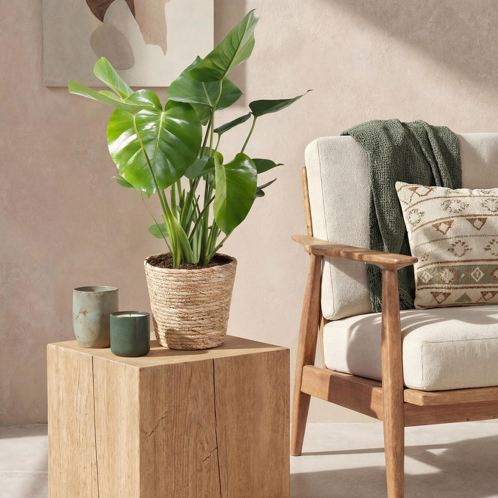 Green BoutiQ - Green is... Plantes d'intérieur - Monstera Deliciosa - Plante à trous - Peu d'entretien - Vert - 1 plante - Pot 21cm - Hauteur 70-80cm