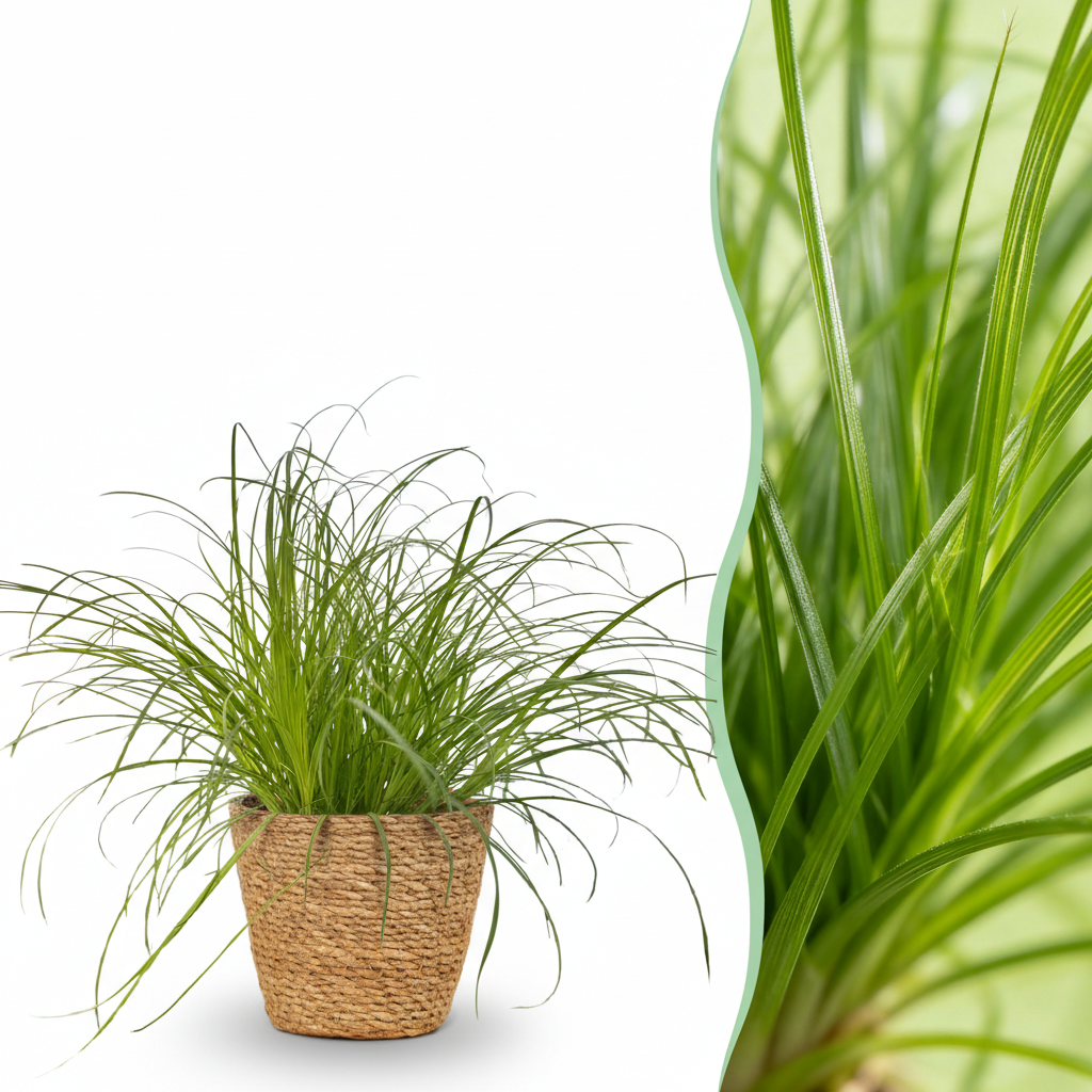 Green boutiQ - Zimmerpflanze - Cyperus alternifolius Zumula - Zyperngras - Haustierfreundliche Pflanze - Grün - 1 Pflanze - mit Korb - Topf 12cm - Höhe 20cm
