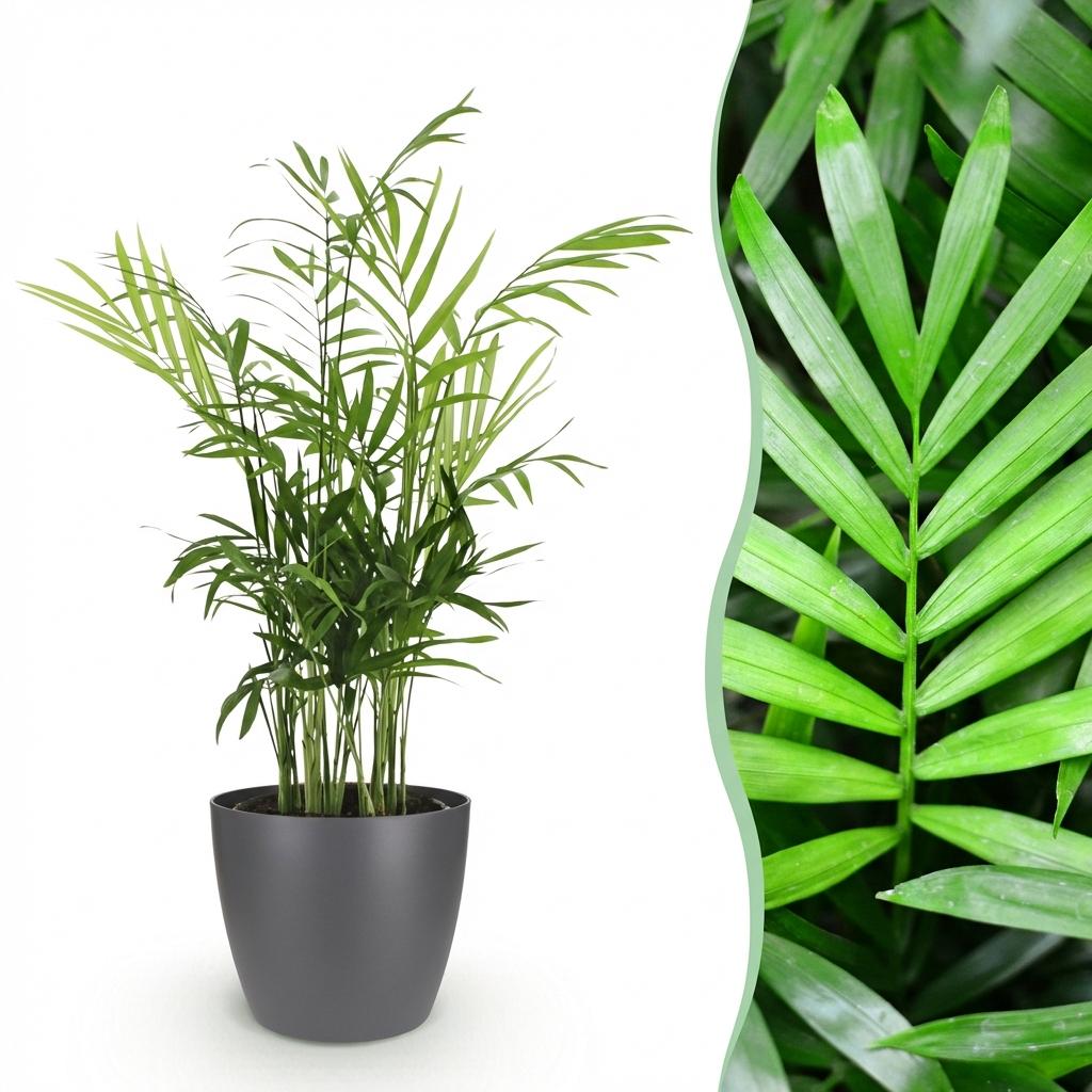 Green boutiQ - Zimmerpflanze - Chamaedorea elegans - Bergpalme - Haustierfreundliche Pflanze - Grün - 1 Pflanze - mit Topf Grau - Topf 12cm - Höhe 15cm