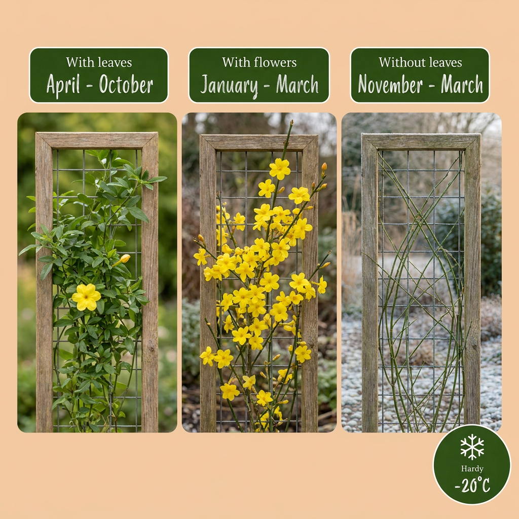 6x Jasminum nudiflorum - Winter jasmine - Yellow - Climber - Ø9cm - ↕35cm