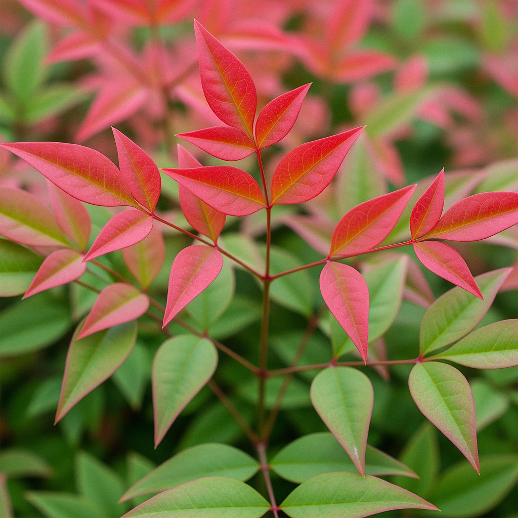 Green boutiQ - Plante de jardin - Nandina Obsessed - Rouge - 1 plante - Persistant - Peu d'entretien - Pot 17 cm Hauteur 45 cm