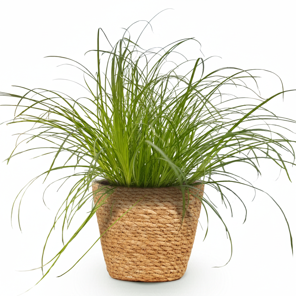 Green boutiQ - Zimmerpflanze - Cyperus alternifolius Zumula - Zyperngras - Haustierfreundliche Pflanze - Grün - 1 Pflanze - mit Korb - Topf 12cm - Höhe 20cm