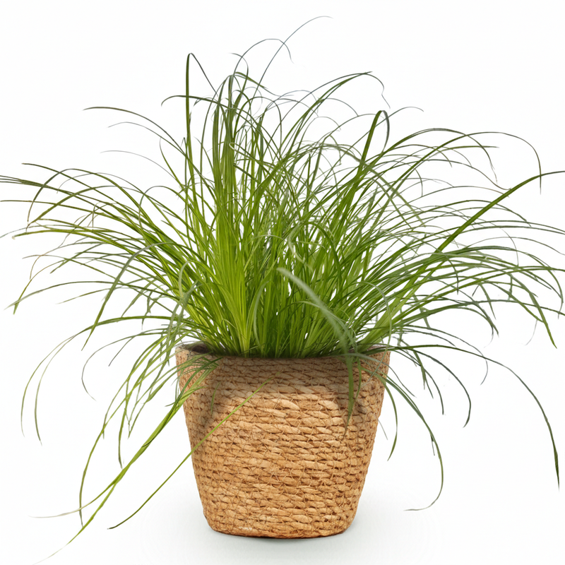 Green boutiQ - Kamerplant - Cyperus alternifolius Zumula - Kattengras - Huisdiervriendelijke Plant - Groen - 1 Plant - met Mand - Pot 12cm - Hoogte 20cm