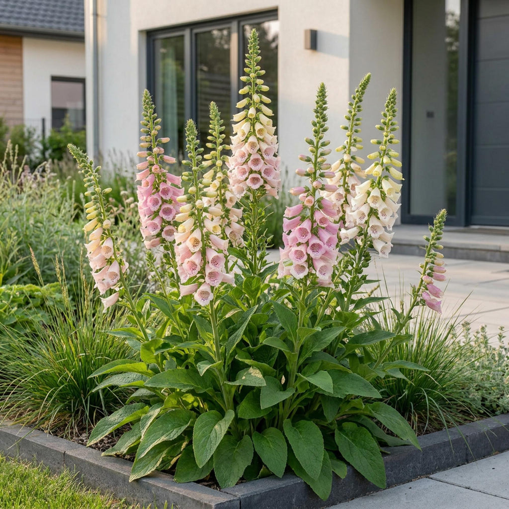 Green boutiQ - Stauden - Digitalis purp. Gloxiniiflora - Fingerhut - Schatten - Weiß-Rosa - 12 Pflanzen - Topf 11cm - Höhe 15-25cm