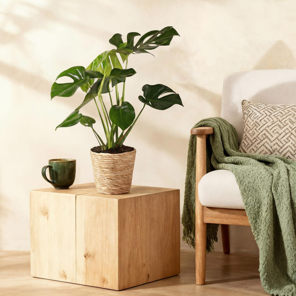 Green BoutiQ - Green is... Plantes d'intérieur - Monstera Deliciosa - Plante à trous - Peu d'entretien - Vert - 1 Plante - Pot 17cm - Hauteur 50-55cm
