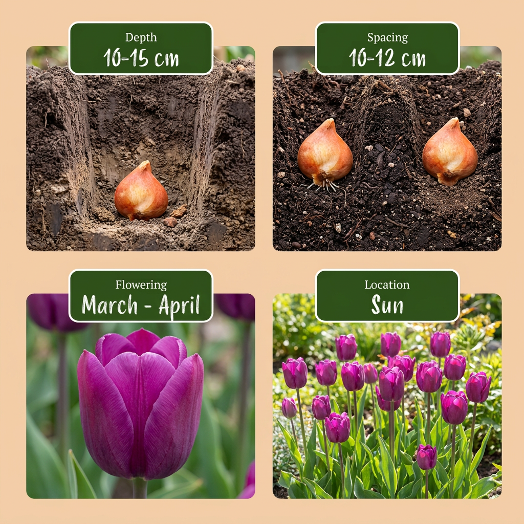 120x Tulipa Triumph Purple - Triomftulp - Paars - Voorjaarsbloeier - Bolmaat 11/12