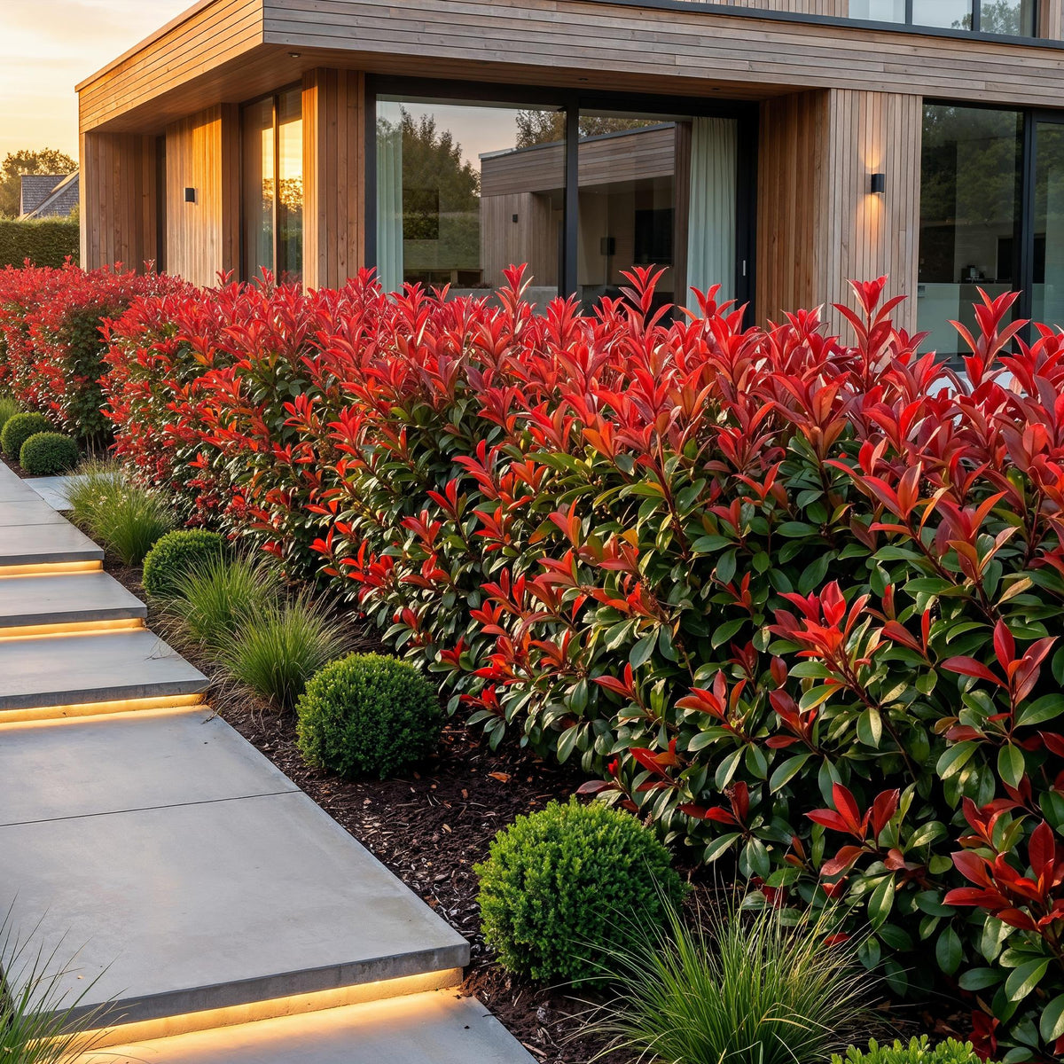 Green boutiQ - 24x Photinia fraseri Red Robin - Glansmispel - Haagplanten - Groenblijvend - Rood - Pot 9cm - Hoogte 25-35cm