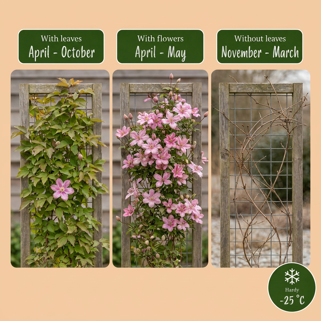 Clematis mont. 'Marjorie' - Mountain clematis 'Marjorie' - Pink - Climber - Ø9cm - ↕35cm