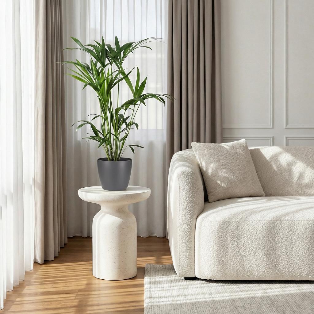 Green boutiQ - Zimmerpflanze - Howea Forsteriana - Kentia-Palme - Pflegeleicht - Grün - 1 Pflanze - mit Topf Grau - Topf 19cm - Höhe 80-85cm