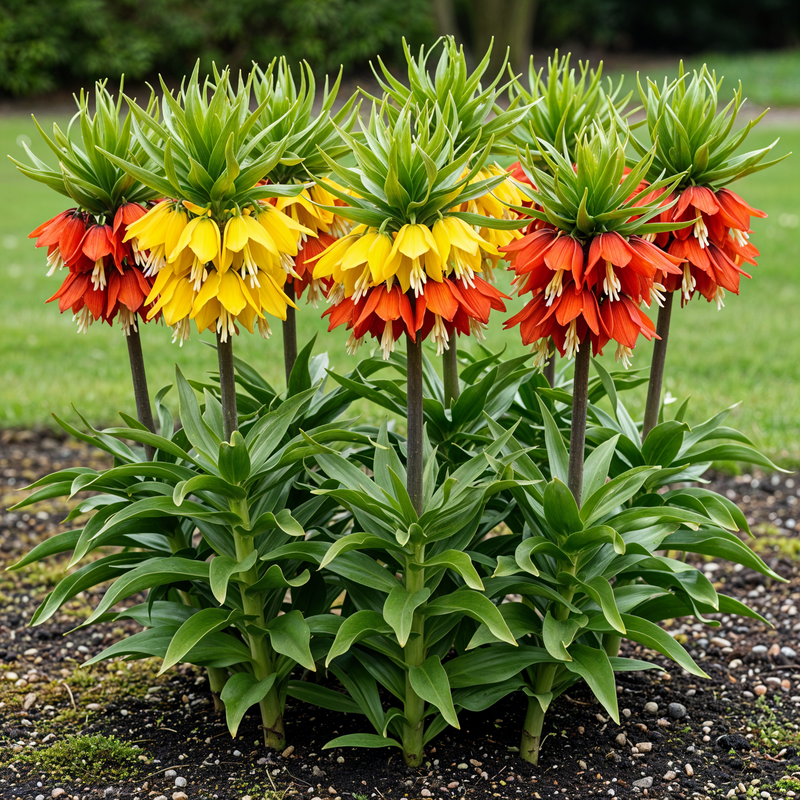 Green boutiQ - Bloembollen - Fritillaria Imperialis Mix - Kleur Geel en Oranje - 3 stuks - Bolmaat 18/20 - XXL Pack