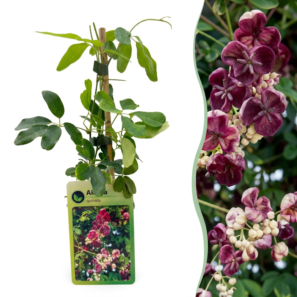 4x Akebia quinata - Chocolate vine - Purple - Red - Climber - Ø9cm - ↕35cm