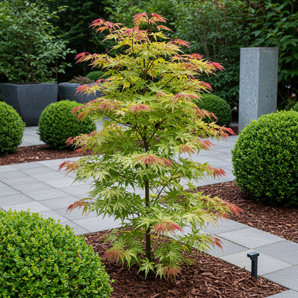 Green boutiQ - Plante de terrasse - Érable du Japon - Acer palmatum Phoenix - Rose - 1 plante - Caduc - Pot 19 cm, hauteur 70 cm