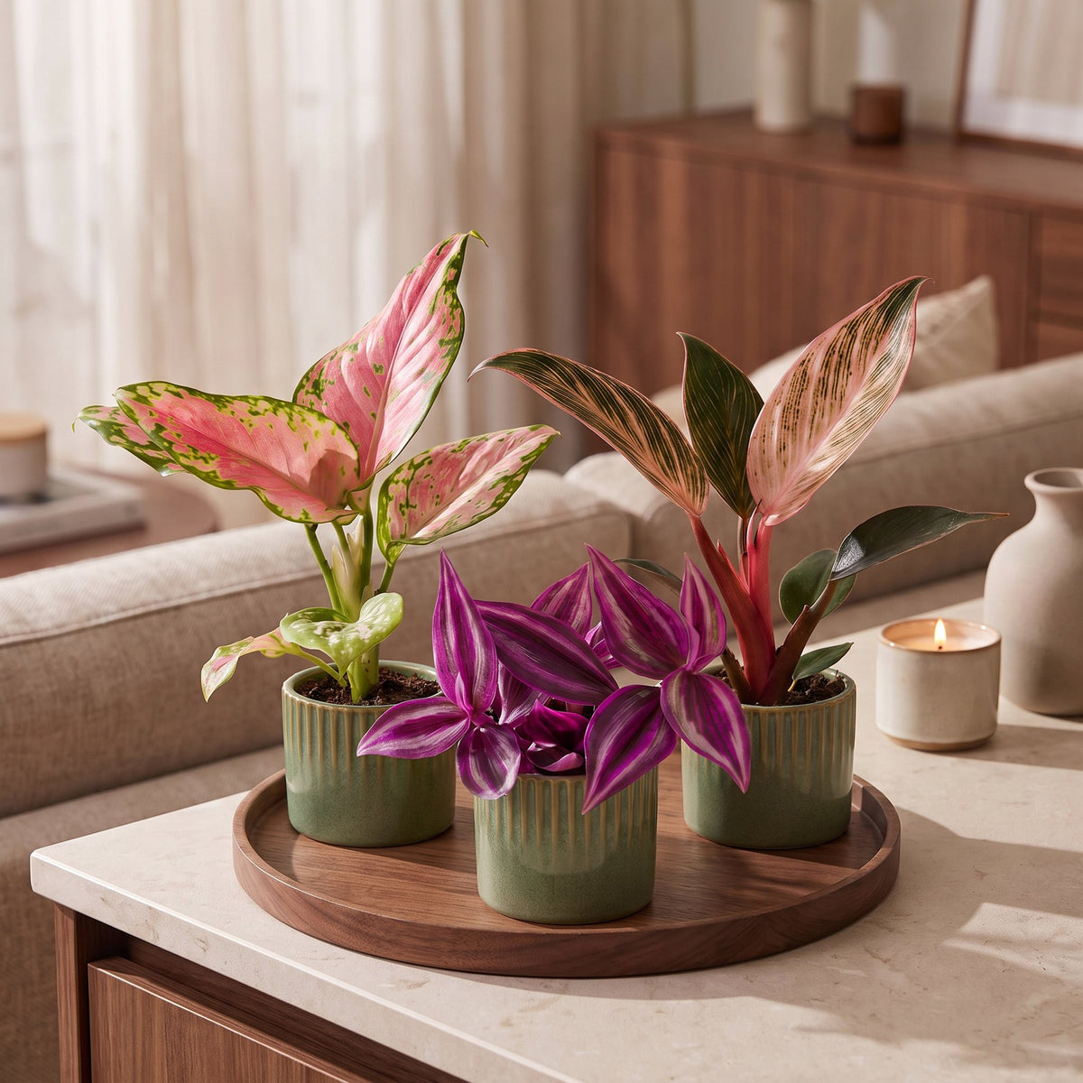 3x Baby Paradise Mix - Various colours - Tropical - incl. Linnea Olive - Ø6cm - ↕10-15cm