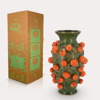 Vase en pierre M - H38 L24 - Vert-Mandarine