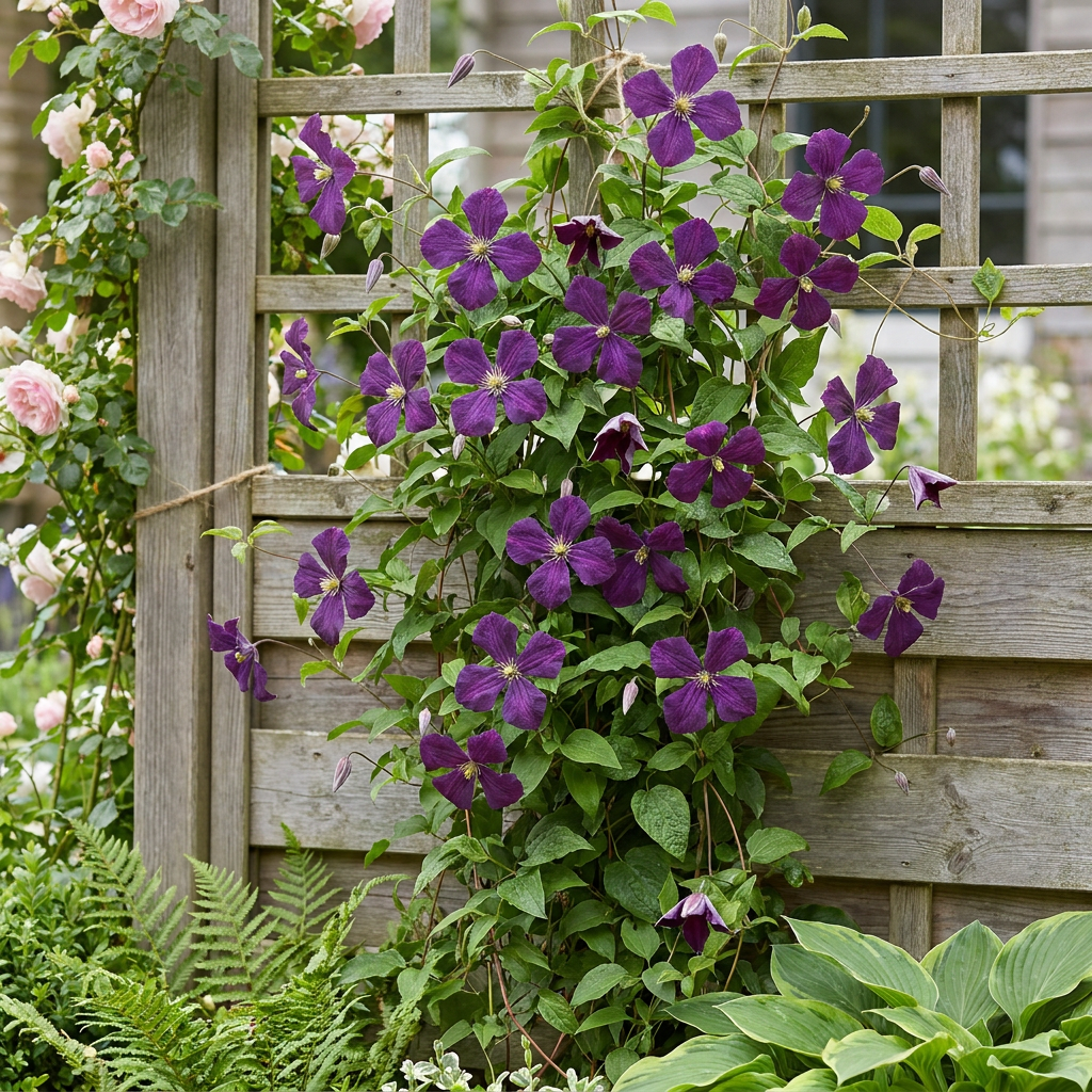 4x Clematis Viticella Polish Spirit - Bosrank - Paars - Klimplant - Ø9cm - ↕35cm