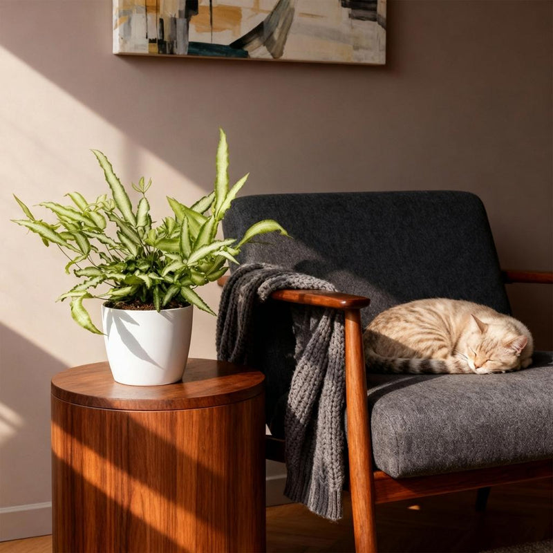 Green boutiQ - Kamerplant - Pteris cretica Albolineata - Lintvaren - Huisdiervriendelijke Plant - Groen - 2 Planten - met Potter Wit - Pot 12cm - Hoogte 20cm