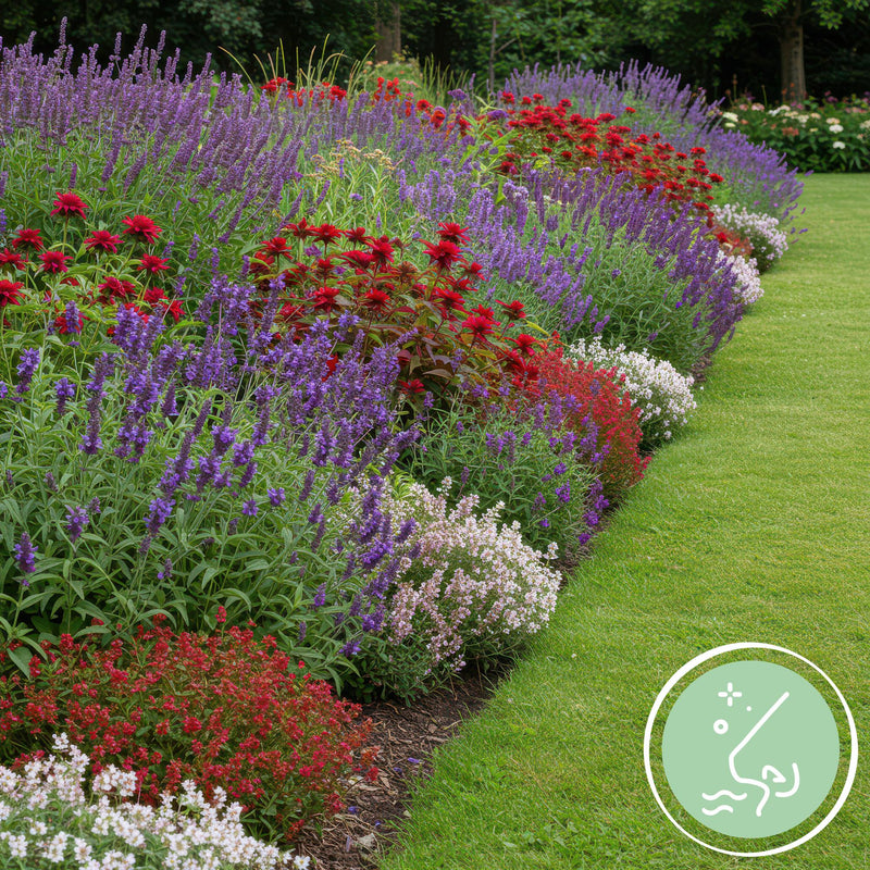 Green boutiQ - Borderpakket - Geurend - 24 Vaste planten - 3 m2 - Diversen kleuren - Weinig Onderhoud - Pot 11cm
