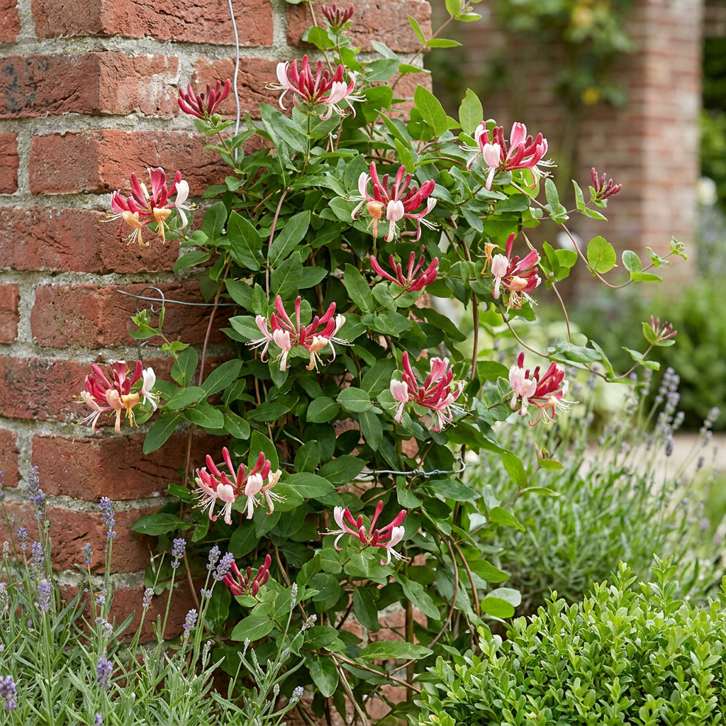 4x Lonicera jap. 'Red World' - Japanese honeysuckle - Red - Pink - Climber - Ø9cm - ↕35cm