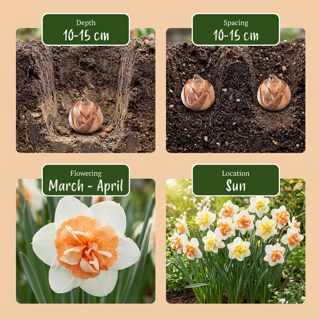 10x Narcissus Macaron Bloss - Narcis Macaron Bloss - Wit en Geel - Voorjaarsbloeier - Bolmaat 12/14