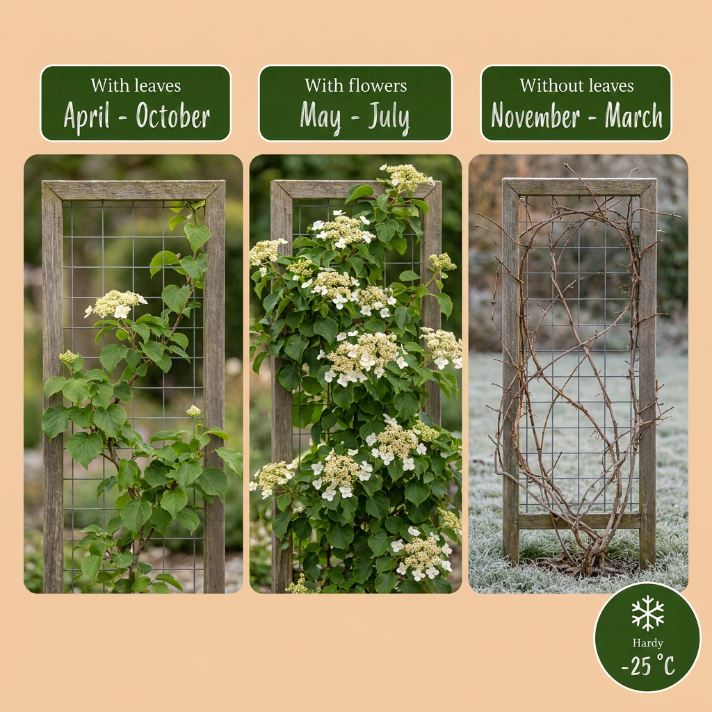 4x Hydrangea a. Petiolaris - Climbing hydrangea - White - Climber - Ø9cm - ↕35cm