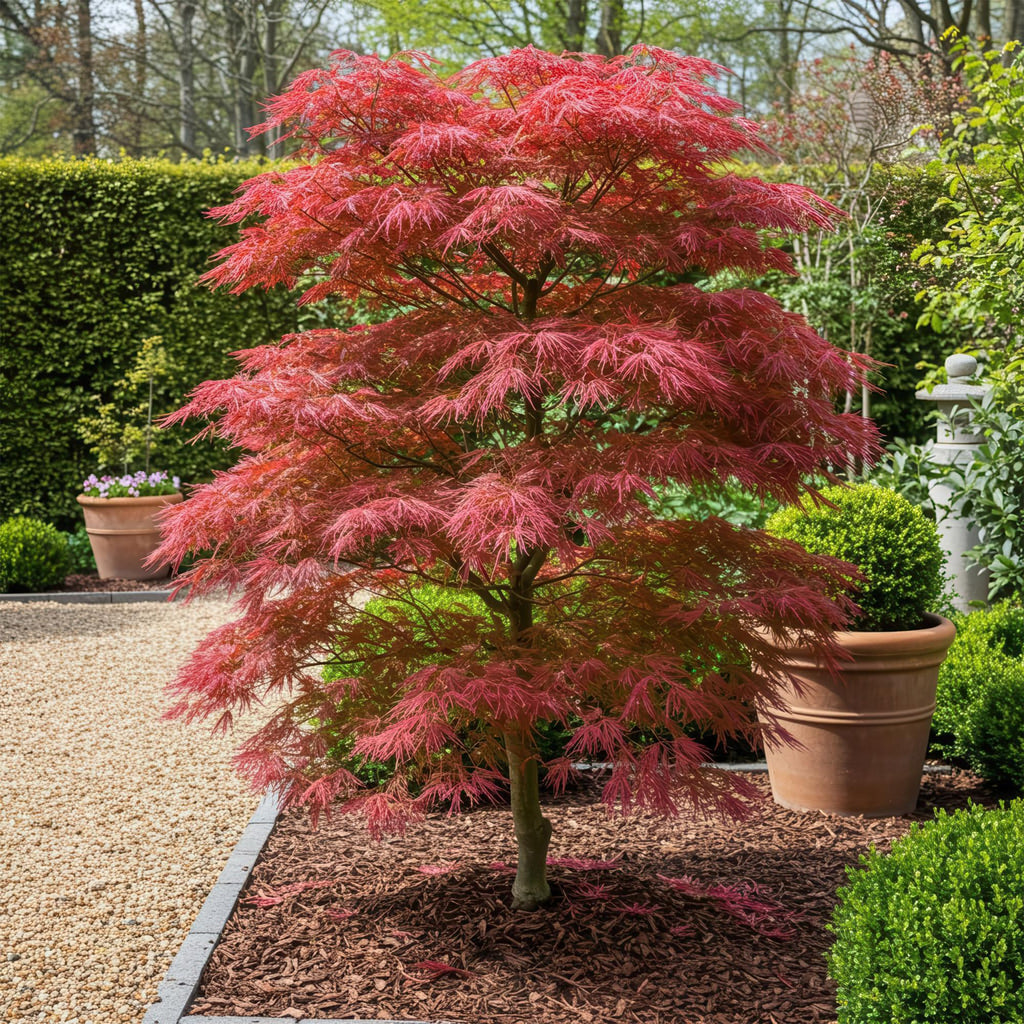 Green boutiQ - Plante de jardin - Acer palmatum Seiryu - Vert 1 Plante - Caduc - Peu d'entretien - Pot 12cm Hauteur 35cm