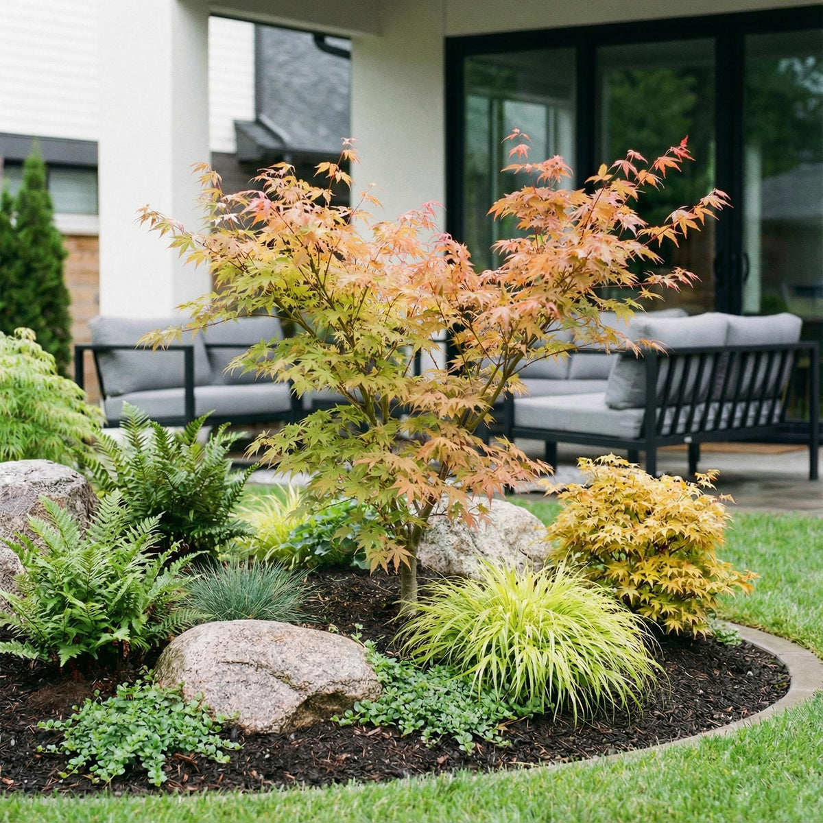 Green boutiQ - Plante de jardin - Acer palmatum Katsura - Érable japonais - Caduc - Vert - 1 - Pot 26cm - Hauteur 90cm